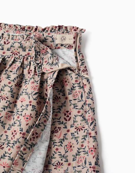 Jupe-short en velours côtelé avec motif floral Beige clair 3 - vertbaudet enfant 