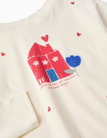 T-shirt en coton à manches longues avec imprimé maison Blanc 3 - vertbaudet enfant 
