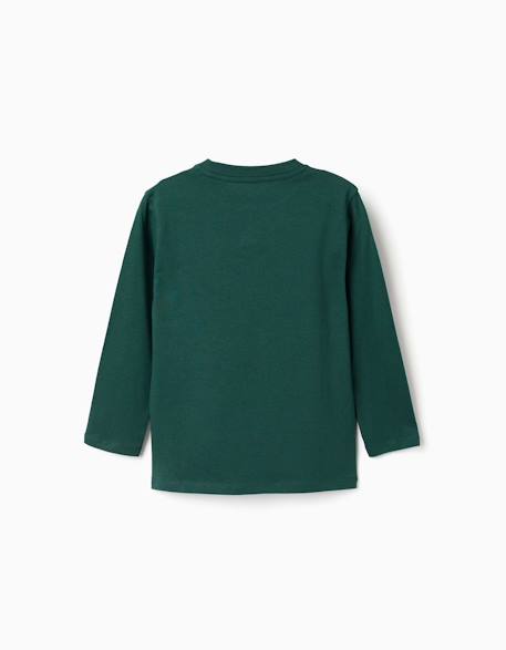 T-shirt en coton à manches longues avec imprimé clay horse Vert foncé 2 - vertbaudet enfant 