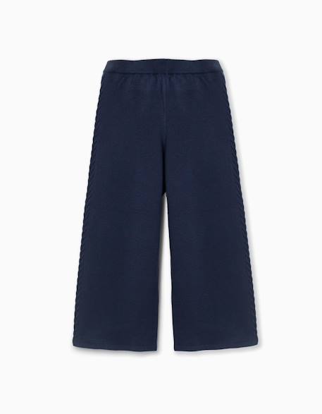 Pantalon en maille à jambe large avec détails torsadés Bleu foncé 2 - vertbaudet enfant 