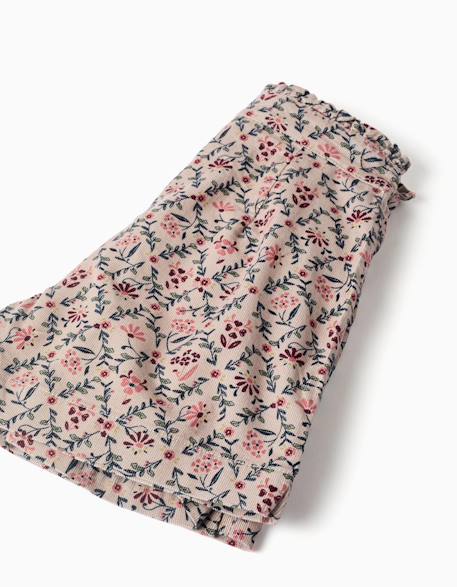 Jupe-short en velours côtelé avec motif floral Beige clair 4 - vertbaudet enfant 