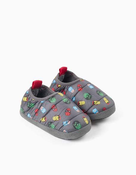 Chaussons matelassés avec imprimé avengers et doublure en sherpa Gris foncé 2 - vertbaudet enfant 