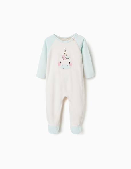 Dors-bien en velours avec licorne Blanc 1 - vertbaudet enfant 
