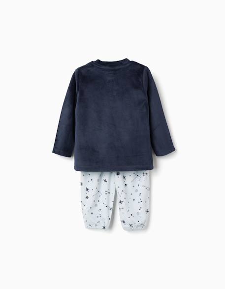 Pyjama en velours avec imprimé espace qui brille dans le noir Bleu foncé 2 - vertbaudet enfant 