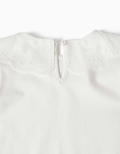 T-shirt à manches longues avec col en broderie anglaise Blanc+Rose 3 - vertbaudet enfant 