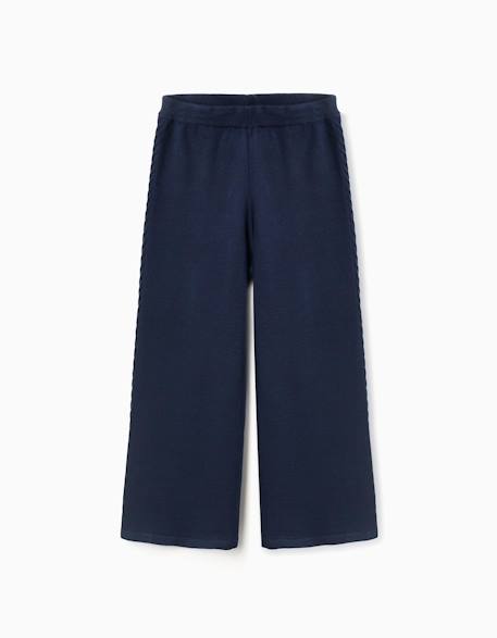 Pantalon en maille à jambe large avec détails torsadés Bleu foncé 1 - vertbaudet enfant 