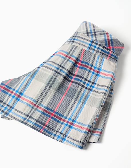 Jupe-short en sergé de coton à carreaux Bleu 4 - vertbaudet enfant 