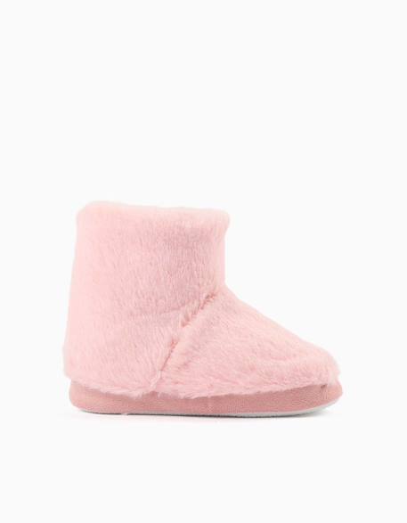 Chaussons montants en sherpa avec semelle antidérapante Rose clair 1 - vertbaudet enfant 