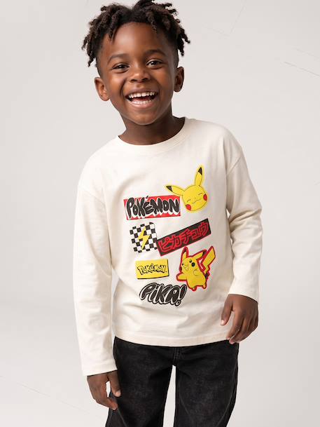 T-shirt manches longues Pokemon garçon écru 1 - vertbaudet enfant 