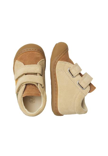 Chaussures premiers pas bébé en daim macks 2 à scratch Beige-marron+Bleu-marron+Gris-sable+Marron-kaki+Vert olive-marine 4 - vertbaudet enfant 