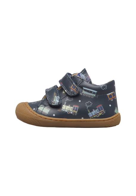 Chaussures premiers pas bébé garçon en cuir cocoon à scratch Marine-marron+Vert olive-marron 3 - vertbaudet enfant 