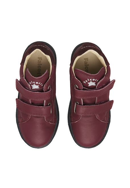 Baskets bébé en cuir et daim adam à scratch Bordeaux-noir+Marine-marron clair+Marron-vert-marron clair 4 - vertbaudet enfant 