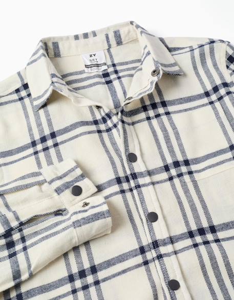 Chemise en flanelle à manches longues à carreaux Blanc 3 - vertbaudet enfant 
