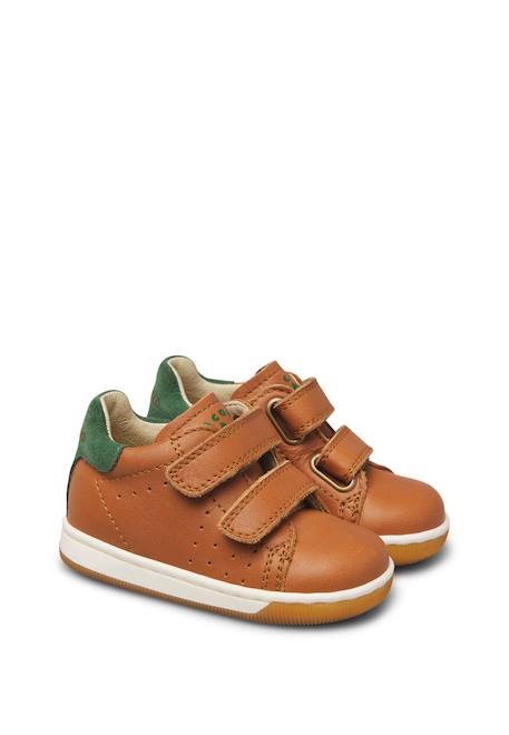 Baskets bébé en cuir et daim adam à scratch Bordeaux-noir+Marine-marron clair+Marron-vert-marron clair 12 - vertbaudet enfant 