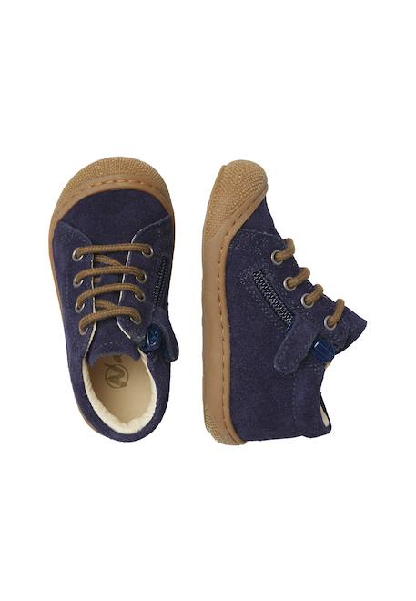 Chaussures premiers pas bébé garçon en daim cocoon à zip Kaki-bleu+Marine-marron+Marron-citrouille 9 - vertbaudet enfant 