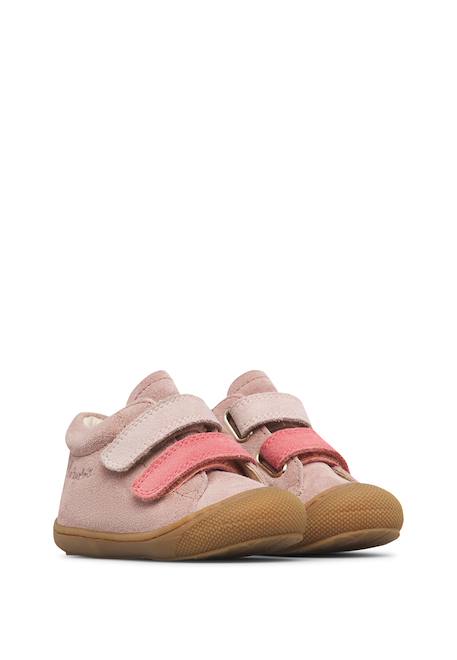 Chaussures premiers pas bébé en daim corkel à scratch Marine-marron+Rose-rose poudré 7 - vertbaudet enfant 