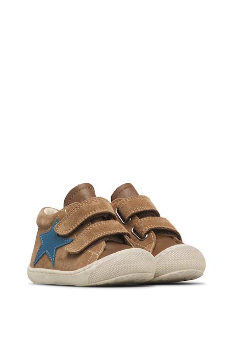 Chaussures premiers pas bébé garçon en cuir et daim kolde à scratch Bleu marine-rouge-rose+Gris-vert+Kaki-citrouille+Marron-marine 17 - vertbaudet enfant 
