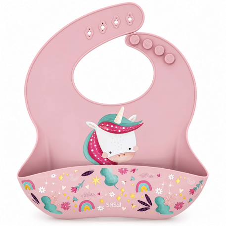 Bavoir récupérateur en silicone animaux Orange+Rose+Vert+Vert paon 7 - vertbaudet enfant 