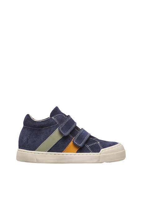 Baskets bébé en cuir et daim gazer à scratch Bleu-vert-jaune 1 - vertbaudet enfant 
