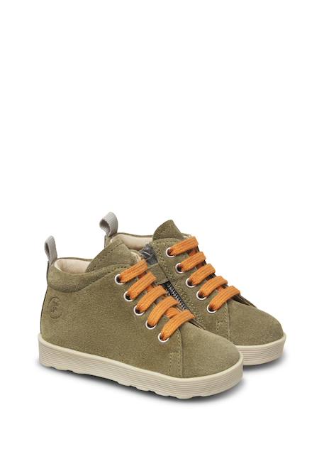 Baskets bébé en daim evaert à zip Anthracite+Kaki-orange+Marine-marron+Rose poudré-platine 7 - vertbaudet enfant 