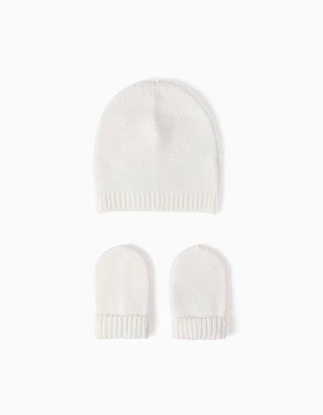 Ensemble bonnet + gants en maille Blanc 2 - vertbaudet enfant 