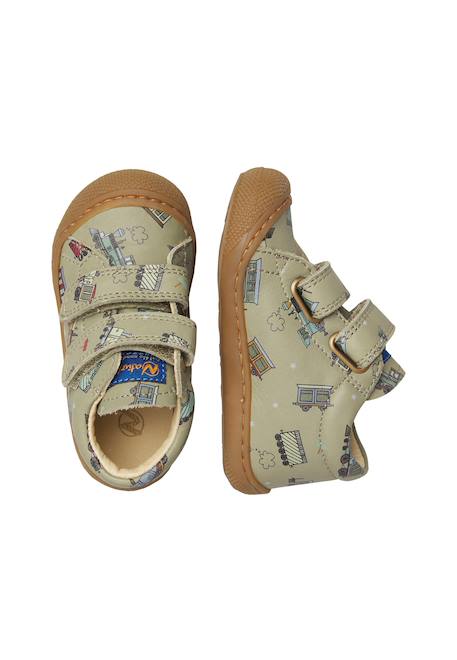 Chaussures premiers pas bébé garçon en cuir cocoon à scratch Marine-marron+Vert olive-marron 9 - vertbaudet enfant 
