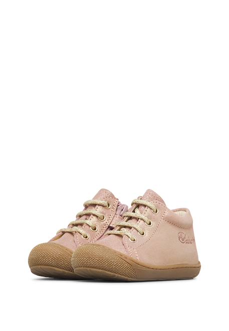 Chaussures premiers pas bébé fille en daim cocoon à zip Platine+Rose+Rose poudré-platine 15 - vertbaudet enfant 