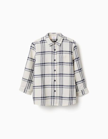 Chemise en flanelle à manches longues à carreaux Blanc 1 - vertbaudet enfant 