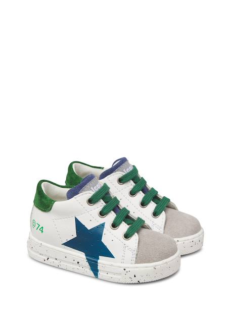Baskets bébé garçon en cuir et daim salazar 3 Gris-bleu 2 - vertbaudet enfant 