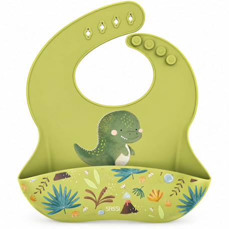 Bavoir récupérateur en silicone animaux Orange+Rose+Vert+Vert paon 13 - vertbaudet enfant 