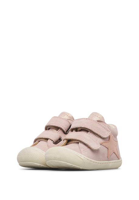 Chaussures premiers pas bébé fille en cuir et daim kolde à scratch Rose poudré-rose 5 - vertbaudet enfant 