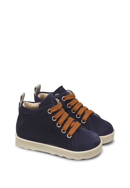 Baskets bébé en daim evaert à zip Anthracite+Kaki-orange+Marine-marron+Rose poudré-platine 12 - vertbaudet enfant 