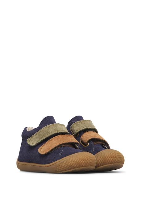 Chaussures premiers pas bébé en daim corkel à scratch Marine-marron+Rose-rose poudré 2 - vertbaudet enfant 