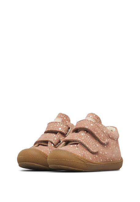 Chaussures premiers pas bébé fille en daim cocoon à scratch Beige-platine+Rose poudré 10 - vertbaudet enfant 