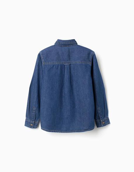 Chemise à manches longues en jean avec poche poitrine Bleu 2 - vertbaudet enfant 