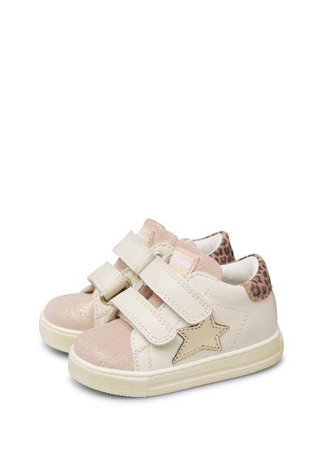 Baskets bébé fille en cuir et daim sasha à scratch Blanc-rose 5 - vertbaudet enfant 