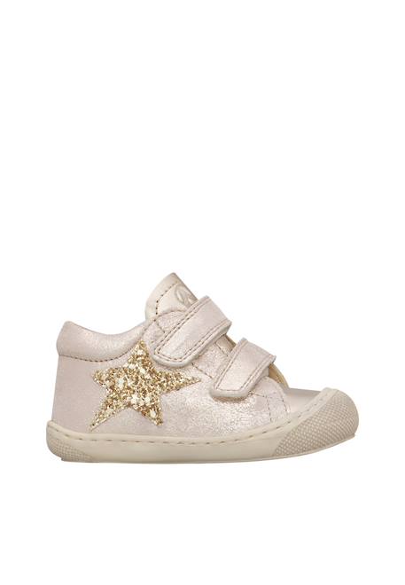 Chaussures premiers pas bébé fille en cuir et daim kolde à scratch Platine-or 1 - vertbaudet enfant 