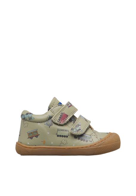 Chaussures premiers pas bébé garçon en cuir cocoon à scratch Marine-marron+Vert olive-marron 6 - vertbaudet enfant 