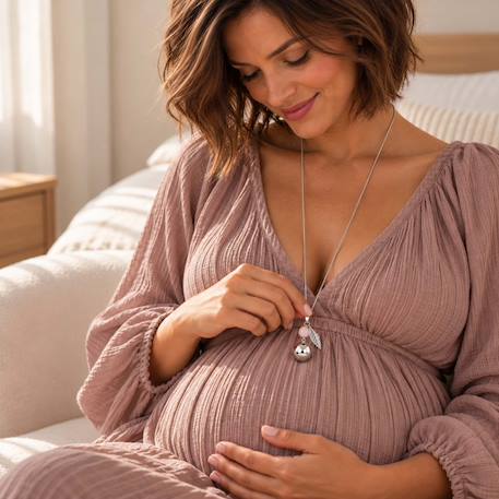 De grossesse collier perle et feuille Argent+Rose 2 - vertbaudet enfant 