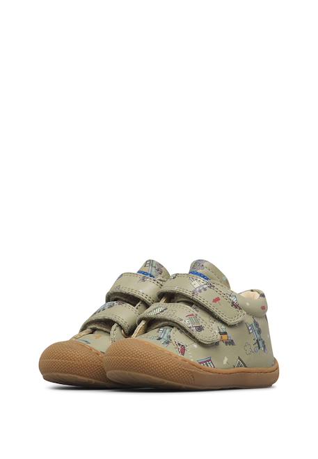 Chaussures premiers pas bébé garçon en cuir cocoon à scratch Marine-marron+Vert olive-marron 10 - vertbaudet enfant 