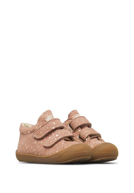 Chaussures premiers pas bébé fille en daim cocoon à scratch Beige-platine+Rose poudré 7 - vertbaudet enfant 