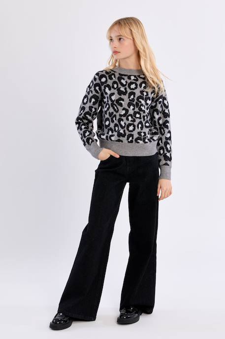 Pull en maille, imprimé léopard Gris 4 - vertbaudet enfant 