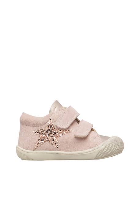 Chaussures premiers pas bébé fille en cuir et daim kolde à scratch Rose-blanc 1 - vertbaudet enfant 
