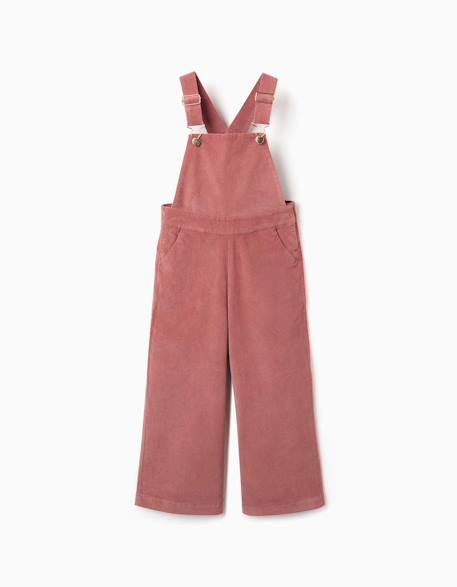 Salopette à jambe large en velours côtelé Rose 1 - vertbaudet enfant 