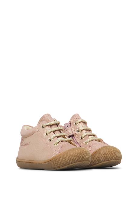 Chaussures premiers pas bébé fille en daim cocoon à zip Platine+Rose+Rose poudré-platine 12 - vertbaudet enfant 
