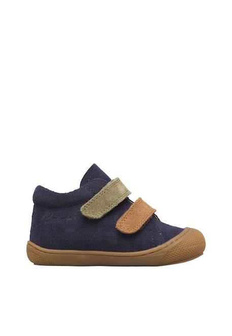 Chaussures premiers pas bébé en daim corkel à scratch Marine-marron+Rose-rose poudré 1 - vertbaudet enfant 