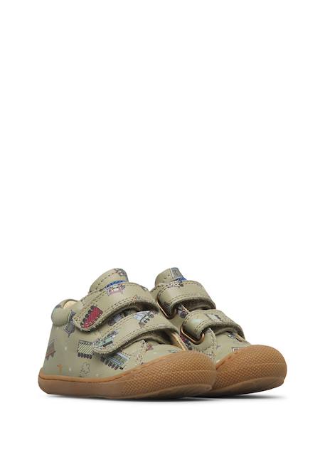Chaussures premiers pas bébé garçon en cuir cocoon à scratch Marine-marron+Vert olive-marron 7 - vertbaudet enfant 