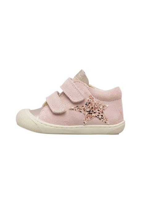 Chaussures premiers pas bébé fille en cuir et daim kolde à scratch Rose-blanc 3 - vertbaudet enfant 