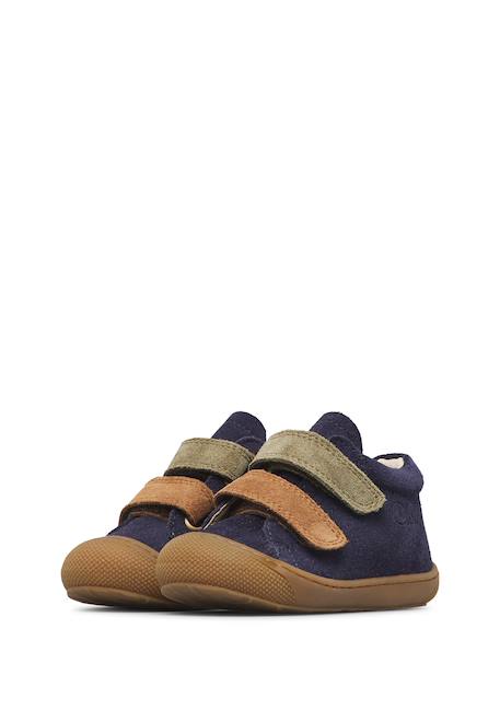 Chaussures premiers pas bébé en daim corkel à scratch Marine-marron+Rose-rose poudré 5 - vertbaudet enfant 