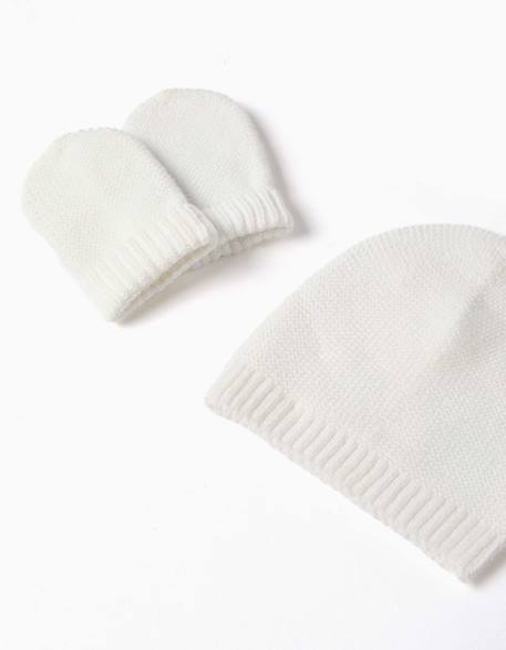 Ensemble bonnet + gants en maille Blanc 3 - vertbaudet enfant 